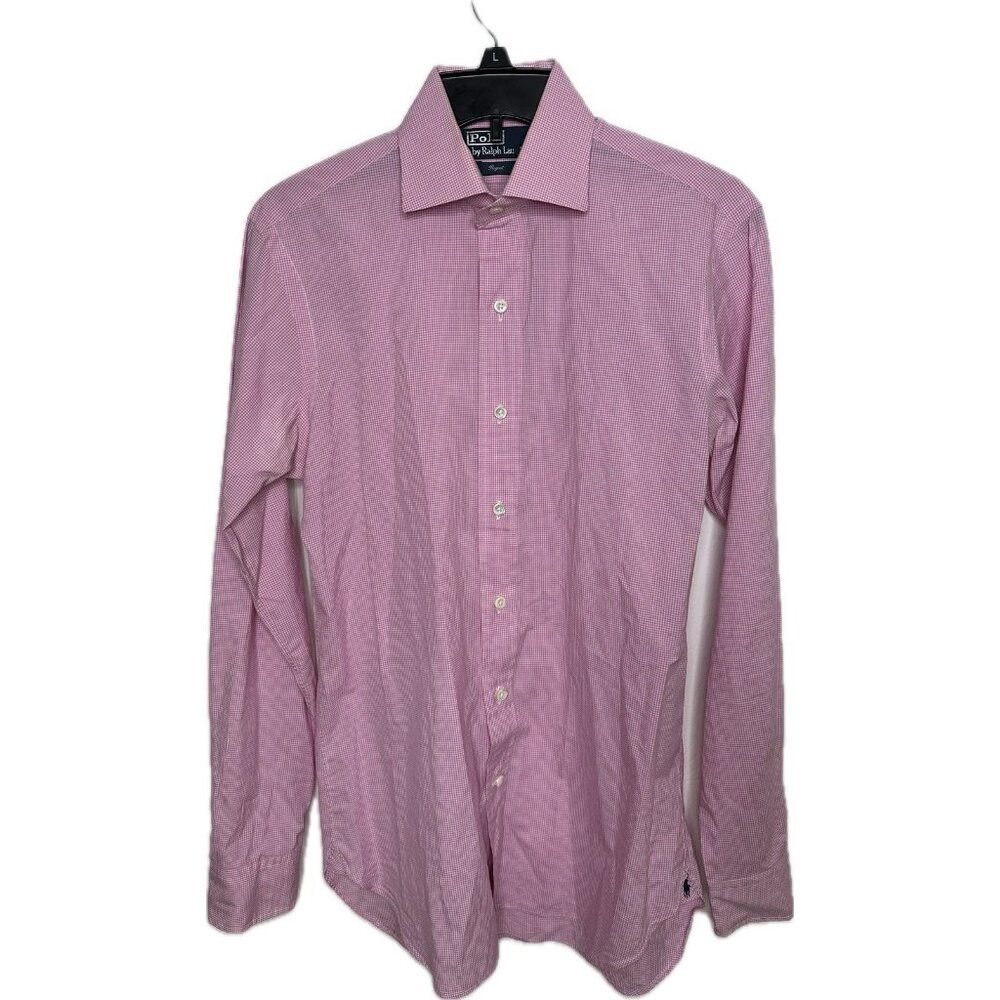 Polo Ralph Lauren Men’s Dress Pink Plaid Button Up Shirt Regent 14.5 37 S
